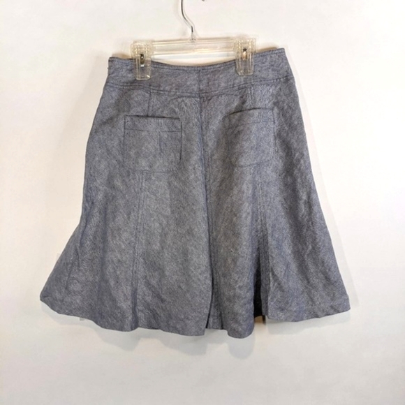Ann Taylor Blue Linen Fit n Flare Skirt with Pocke - Picture 5 of 12